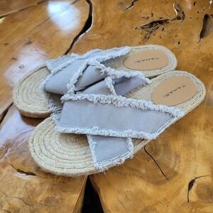 Tahari Womens Slide Sandals Size 10 Beige Linen Espadrille Summer Coastal